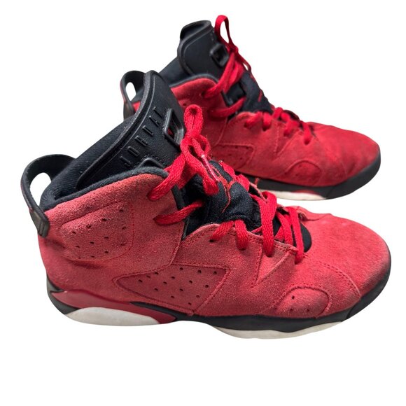 Nike Air Jordan 6 Retro "Toro Bravo" Red/Black Suede High Top Sneakers Kids 3Y - Picture 3 of 8